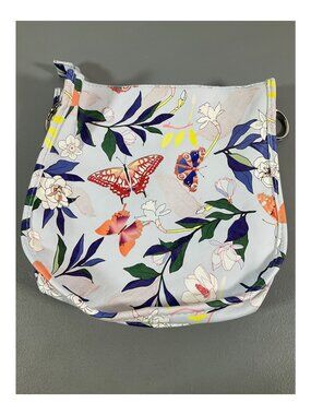ahdorned U-Shaped Messenger Bag with Dual Straps & Pouch - ButterflyFloral Desig